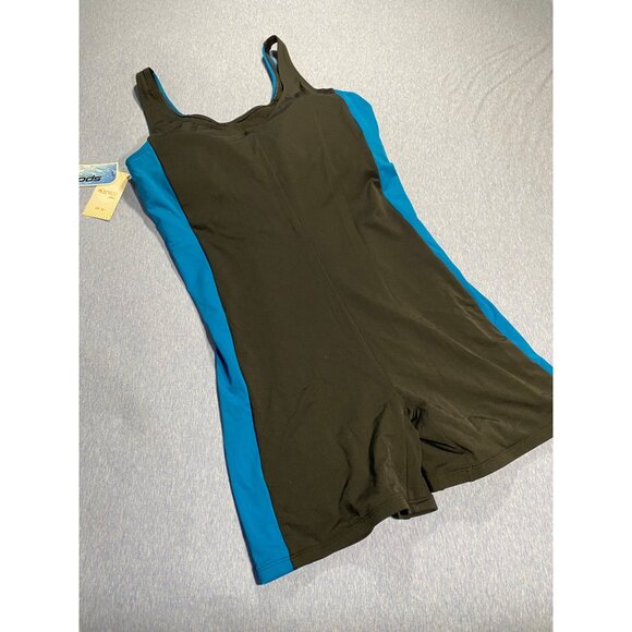 Sporti Womens Scoop Neck Unitard Swimsuit Size 18 Black/Blue - Picture 6 of 8